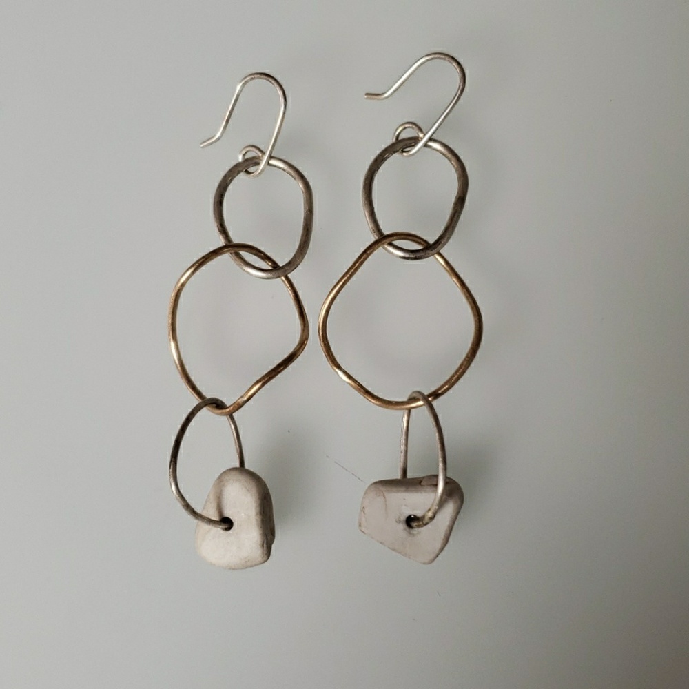 Sterling Silver and Gold Plated Dangling Earrings